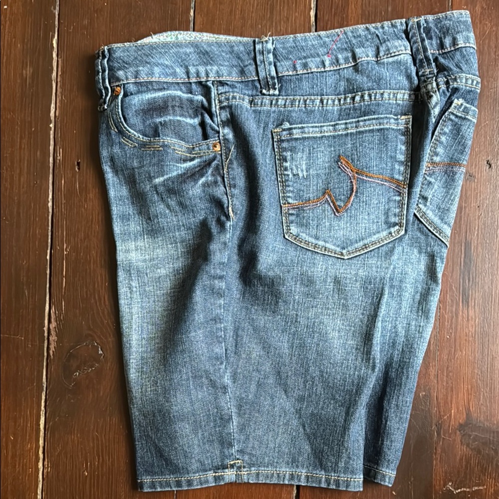 Blue Jean Shorts with Faded Distressing